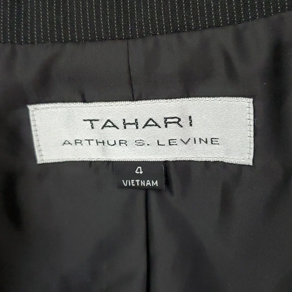 Tahari Black Pinstriped Blazer Size 4